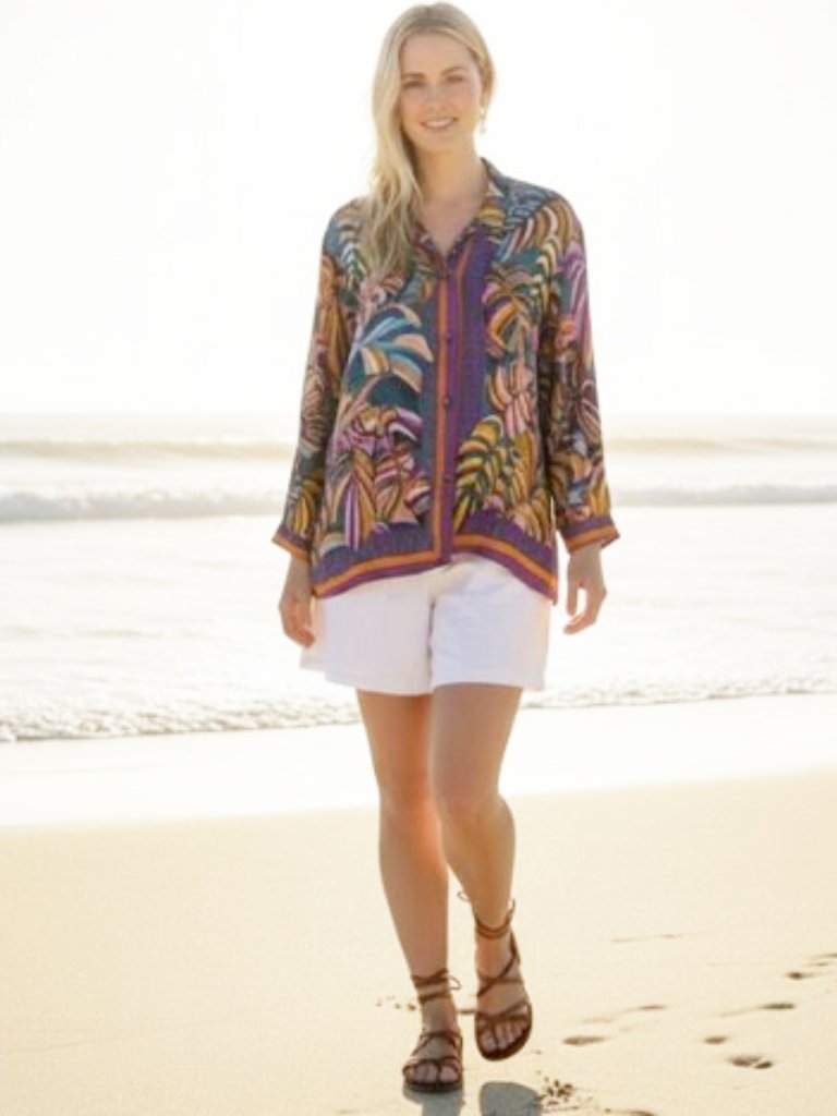Haute Hippie Boho Blouse Nwot Monstera Print 3x Artsy